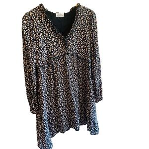 EMILY WONDER Black Floral Peasant Dress